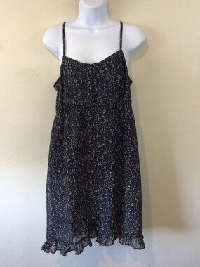Forever 21 Spaghetti Strap Blue Print Button Down Midi Dress